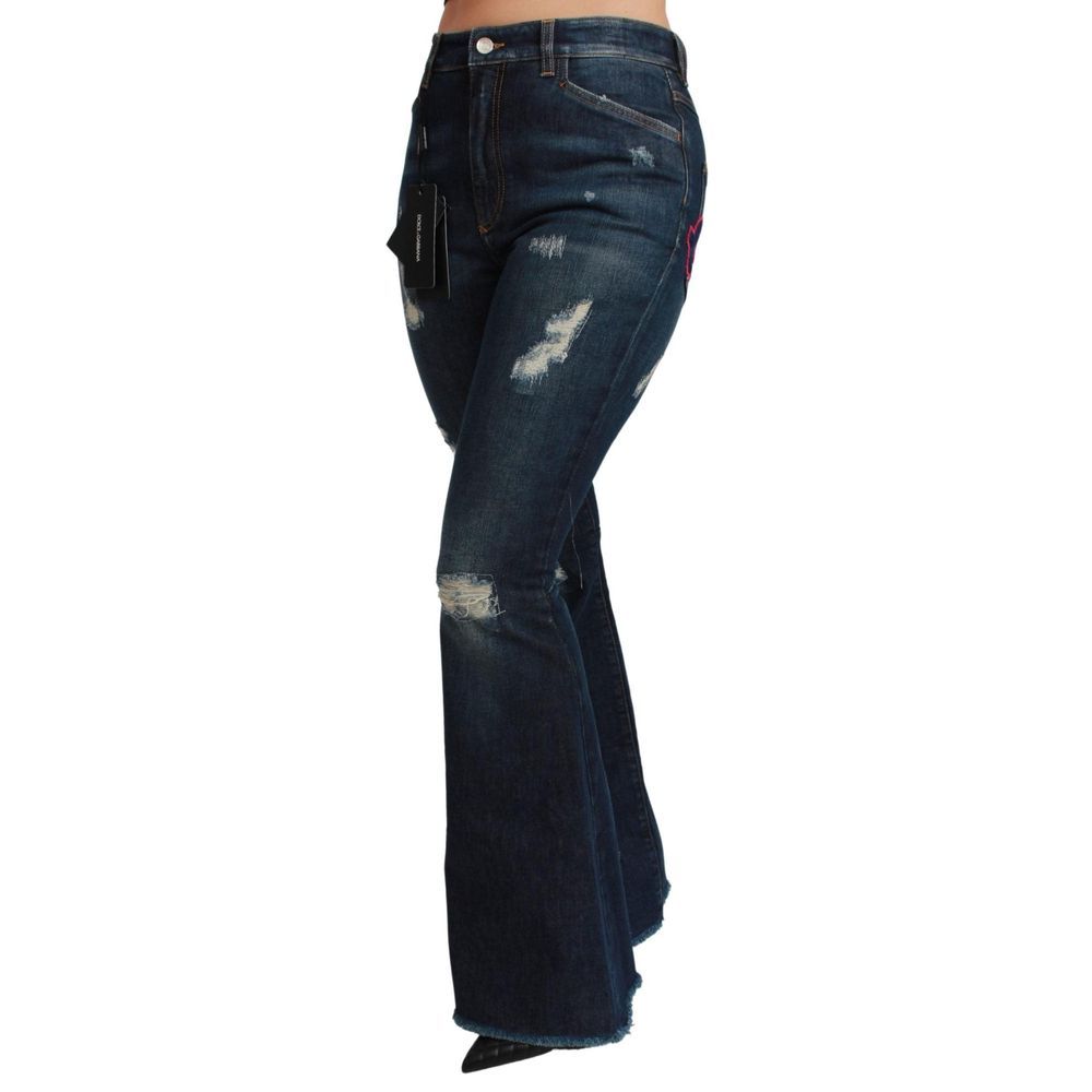 Dolce & Gabbana Blue Cotton Flared Women's Jeans