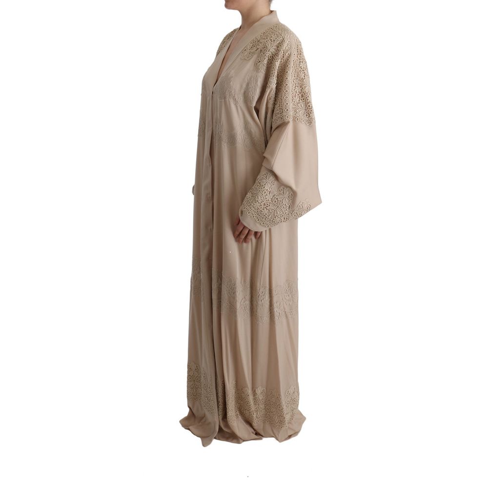 Dolce & Gabbana Beige Silk Full-Length Women's Jacket
