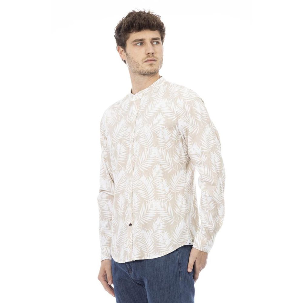 Baldinini Trend Cream Cotton Long Sleeve Men's T-Shirt
