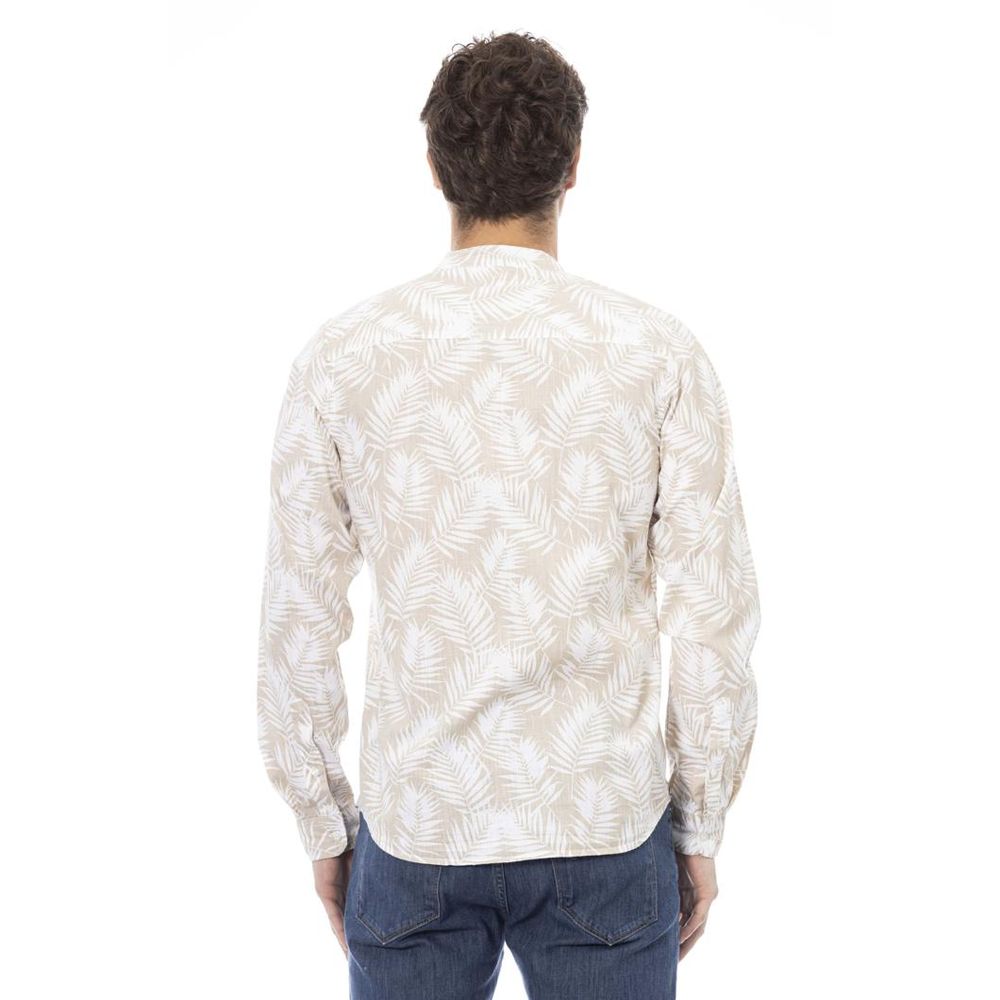 Baldinini Trend Cream Cotton Long Sleeve Men's T-Shirt