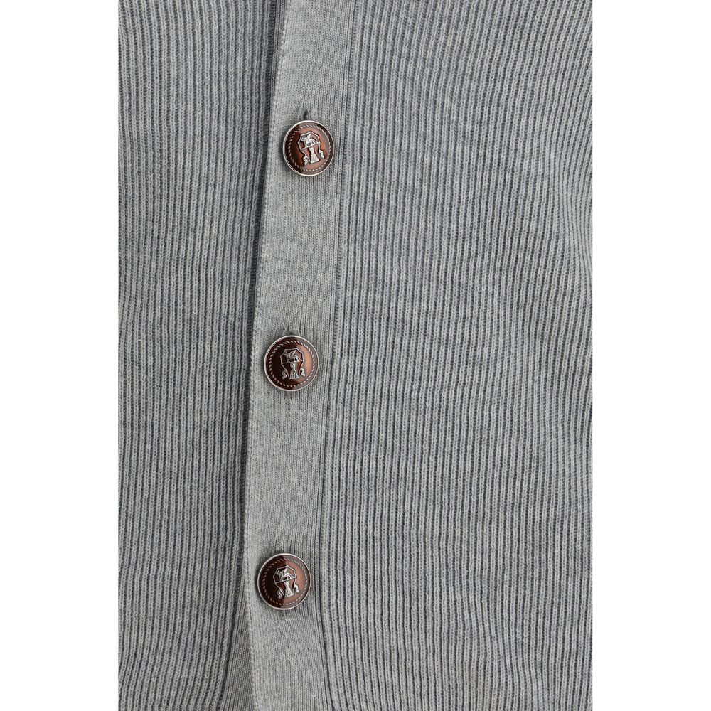 Brunello Cucinelli Gray Cotton Men's Cardigan