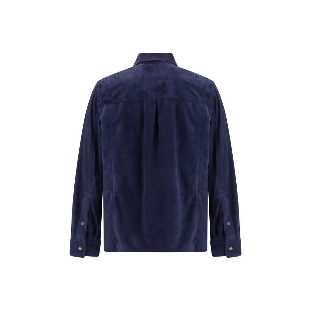 Brunello Cucinelli Blue Denim Men's Shirt