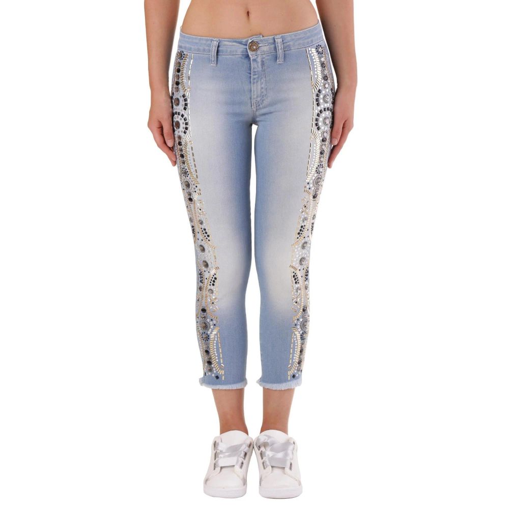 Met Blue Cotton Cropped Women's Jeans