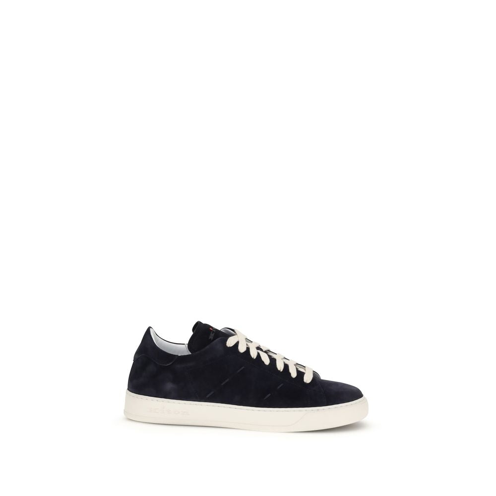 Kiton Blue Calf Leather Bos Taurus Low Top Men's Sneakers