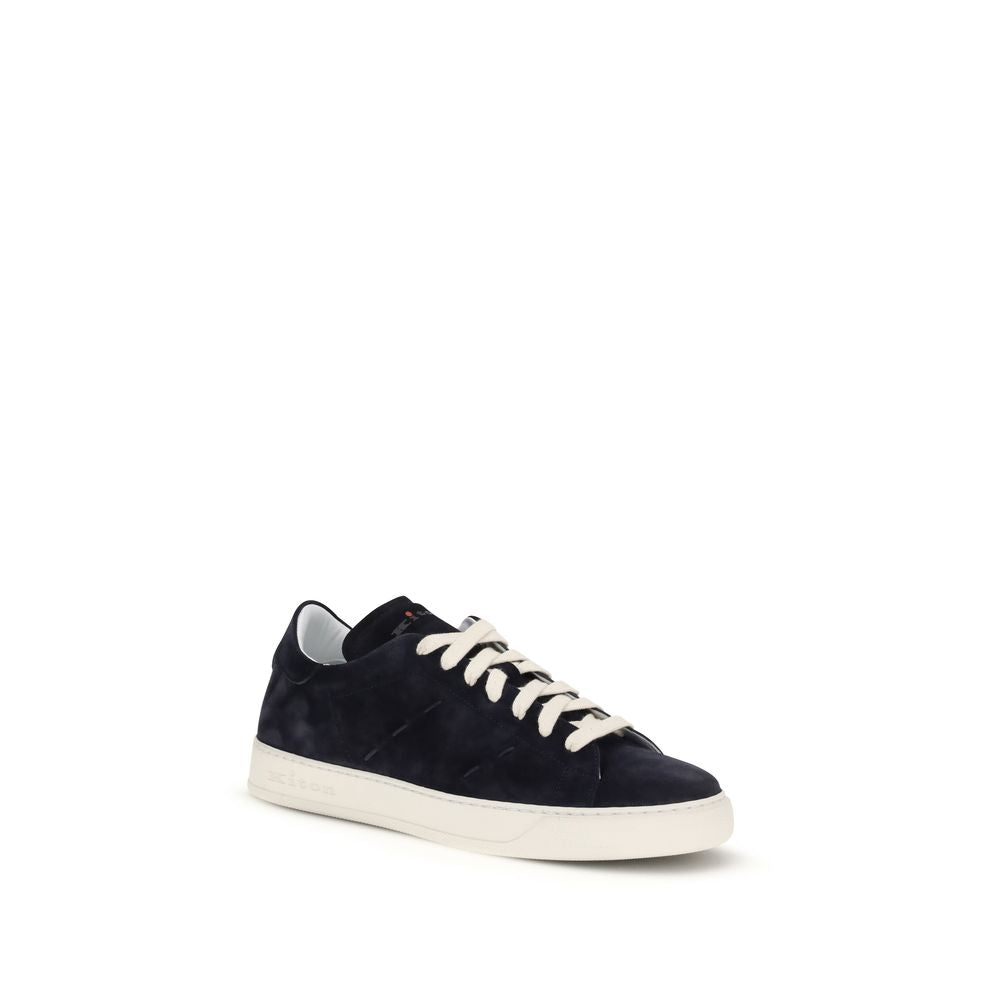 Kiton Blue Calf Leather Bos Taurus Low Top Men's Sneakers