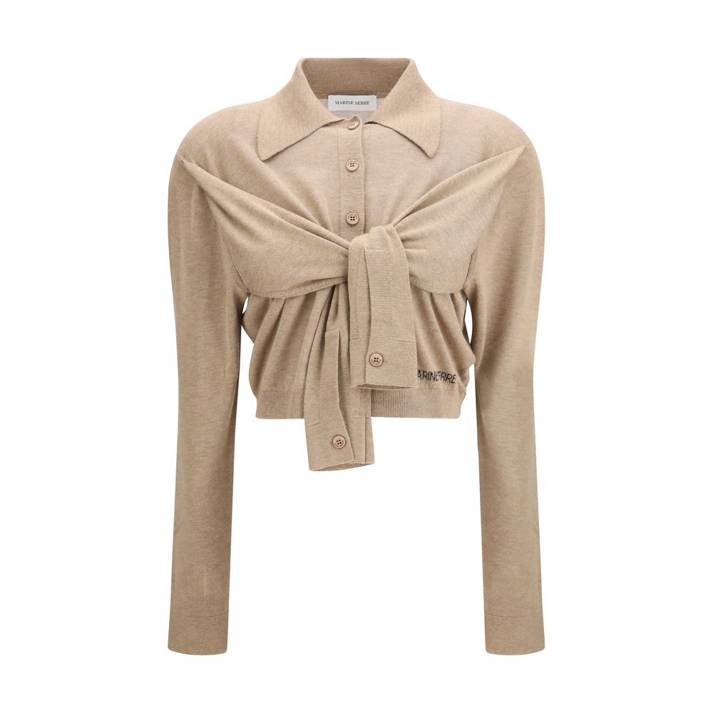 Marine Serre Beige Viscose Women's Cardigan