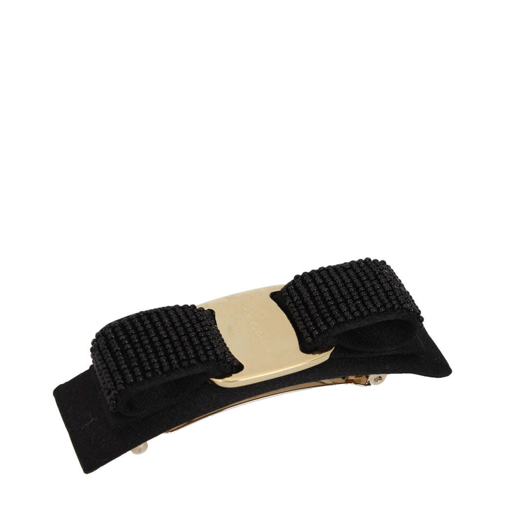 Salvatore Ferragamo Black Silk Hair Women's Bow