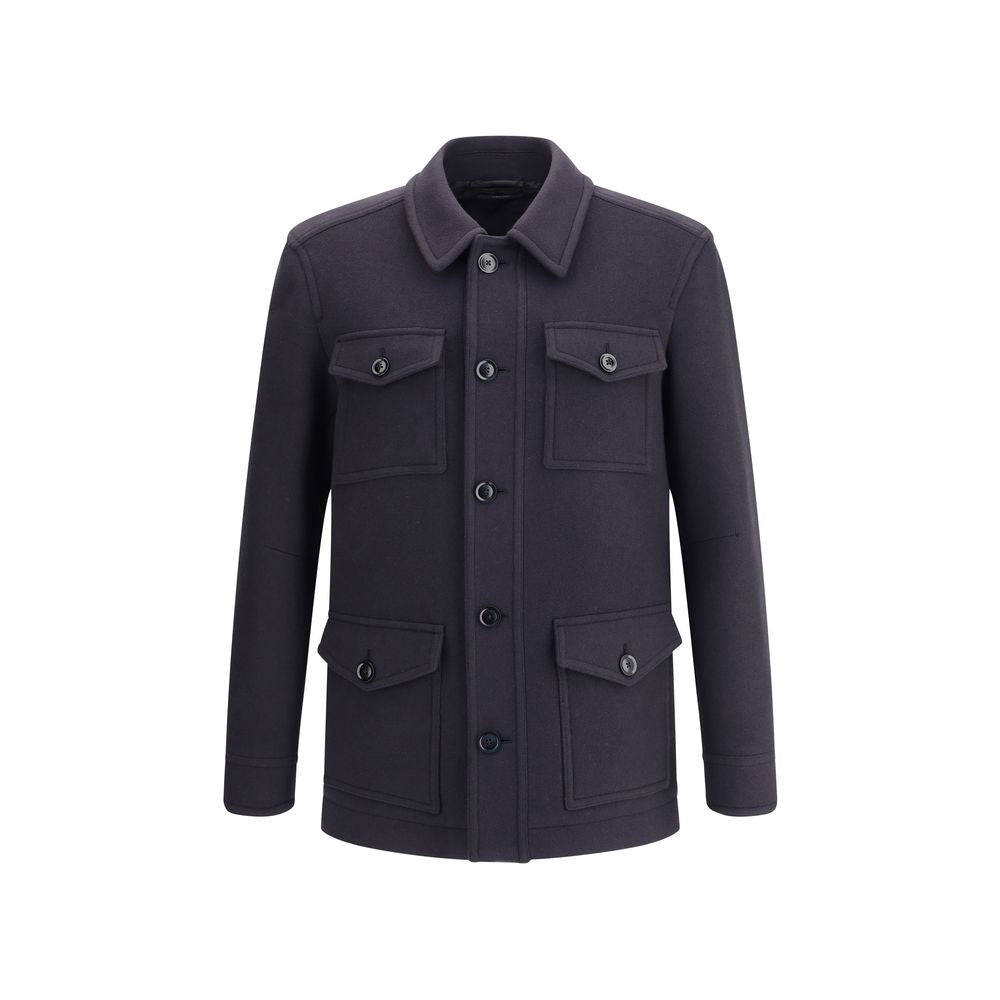 Tom Ford Blue Fleece Wool Men's Coat
