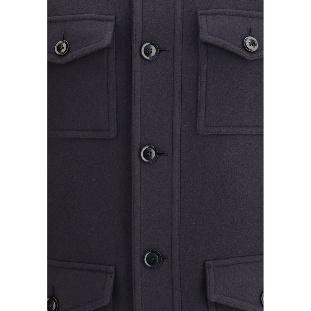 Tom Ford Blue Fleece Wool Men's Coat