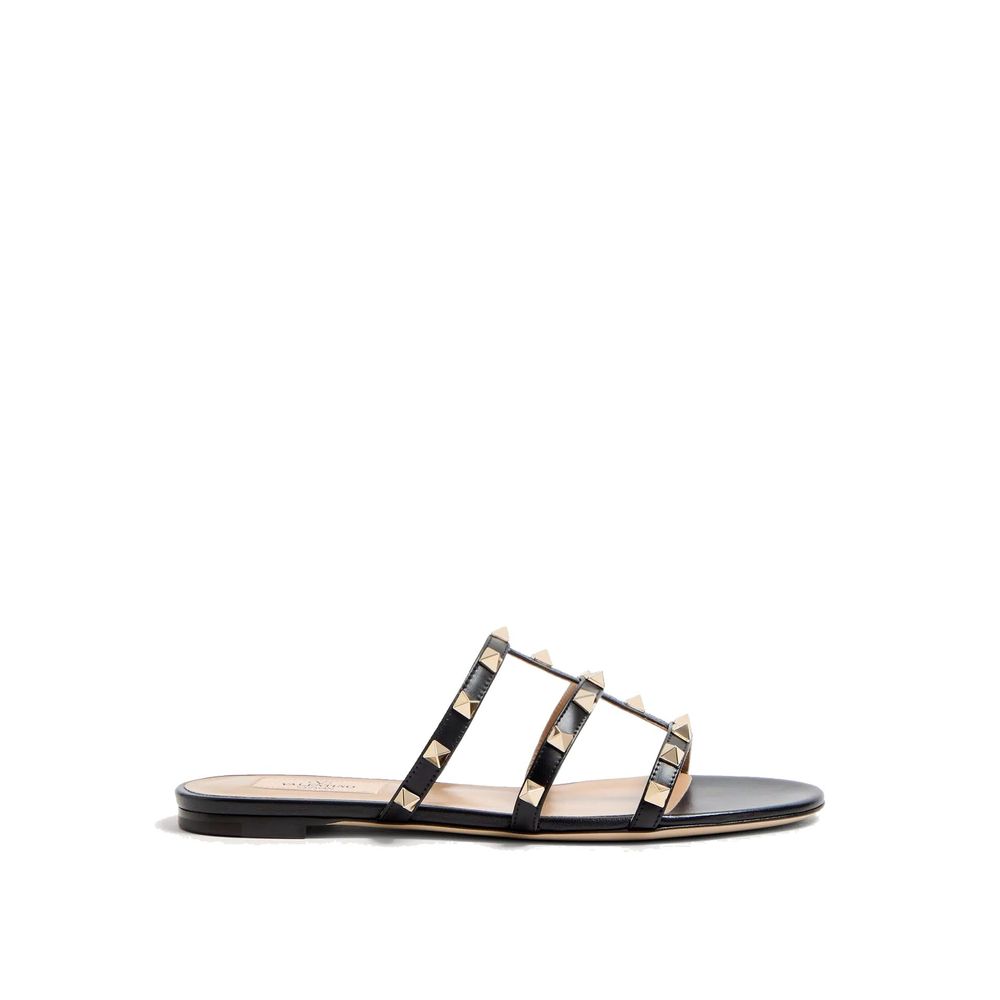 Valentino Garavani Black Calfskin Flat Women's Sandals