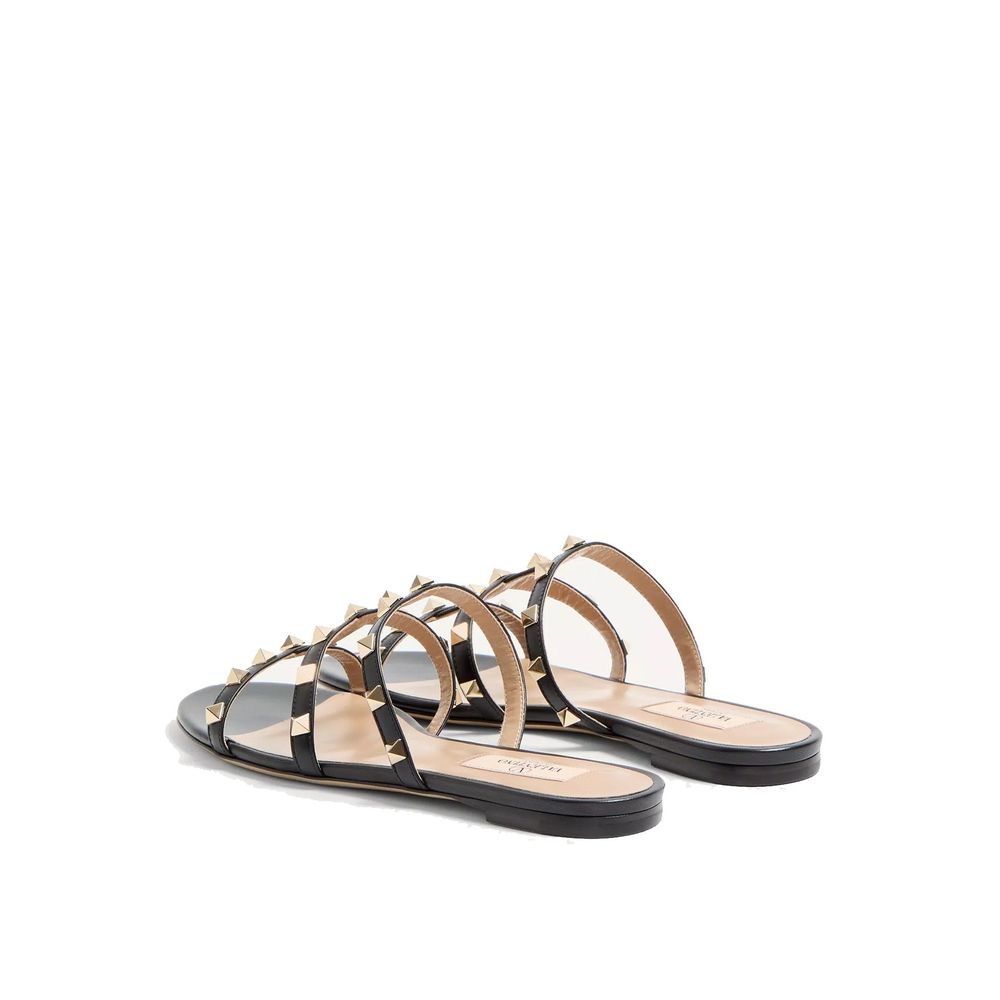Valentino Garavani Black Calfskin Flat Women's Sandals