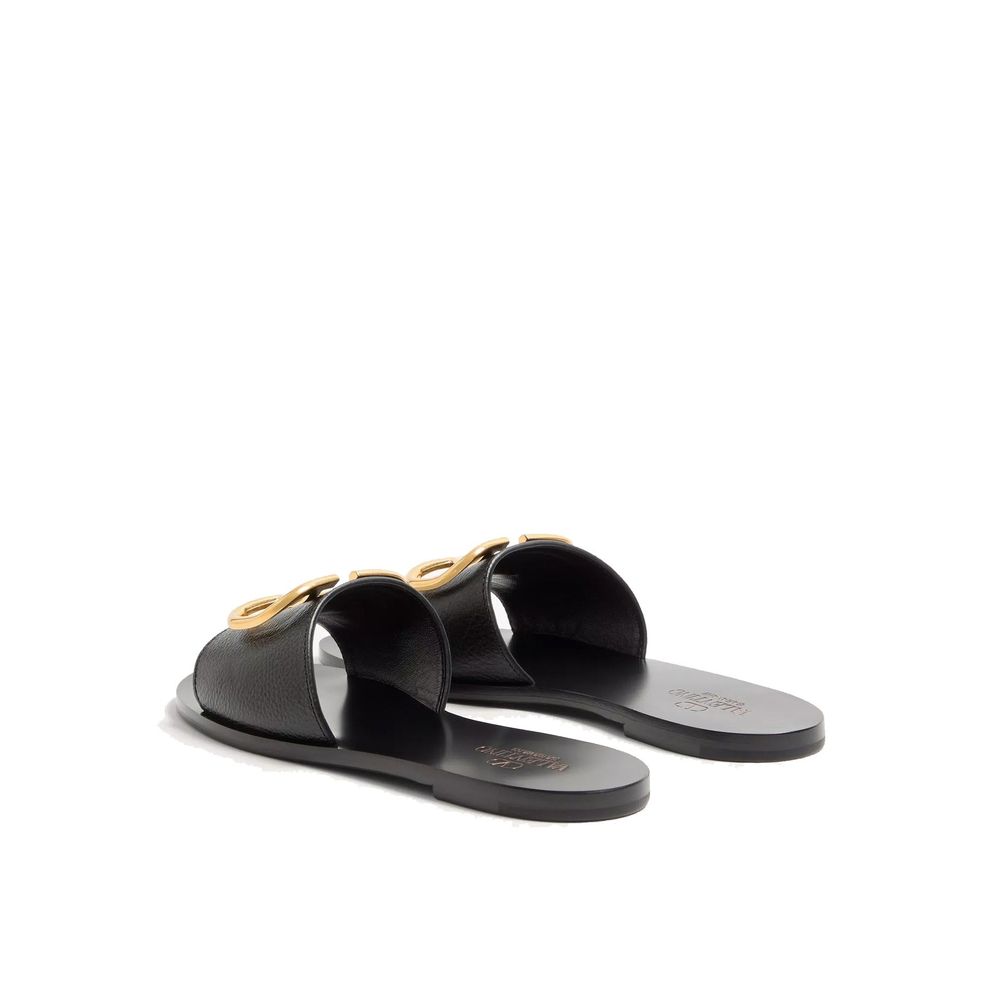 Valentino Garavani Black Calfskin Flat Women's Sandals