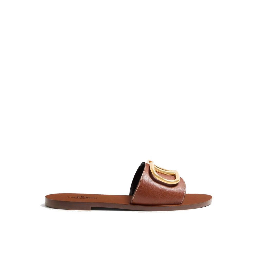 Valentino Garavani Brown Calfskin Flat Women's Sandals