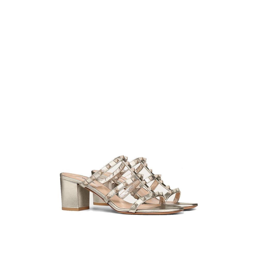 Valentino Garavani Gold Calfskin Women's Mules