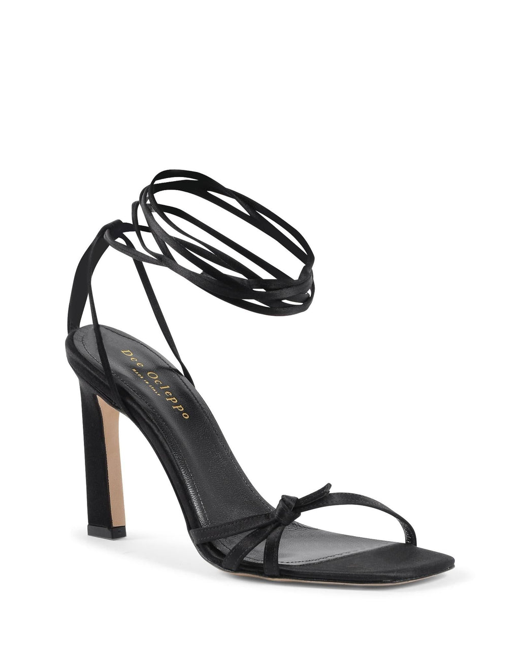 Dee Ocleppo Black Satin Strap-On Women's Sandals