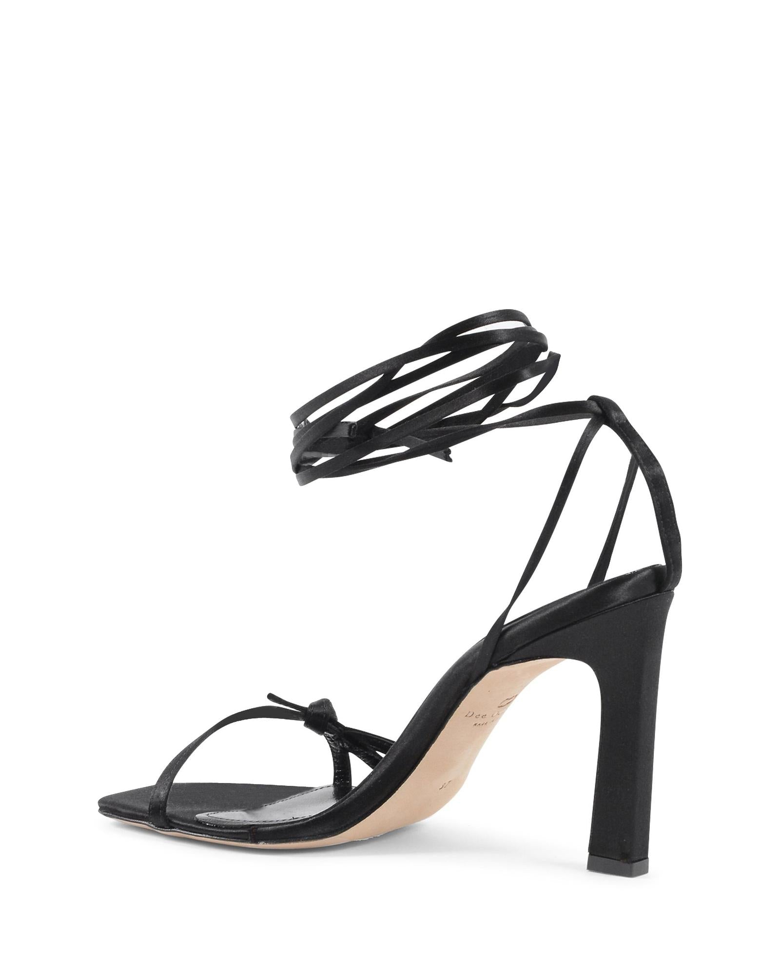 Dee Ocleppo Black Satin Strap-On Women's Sandals