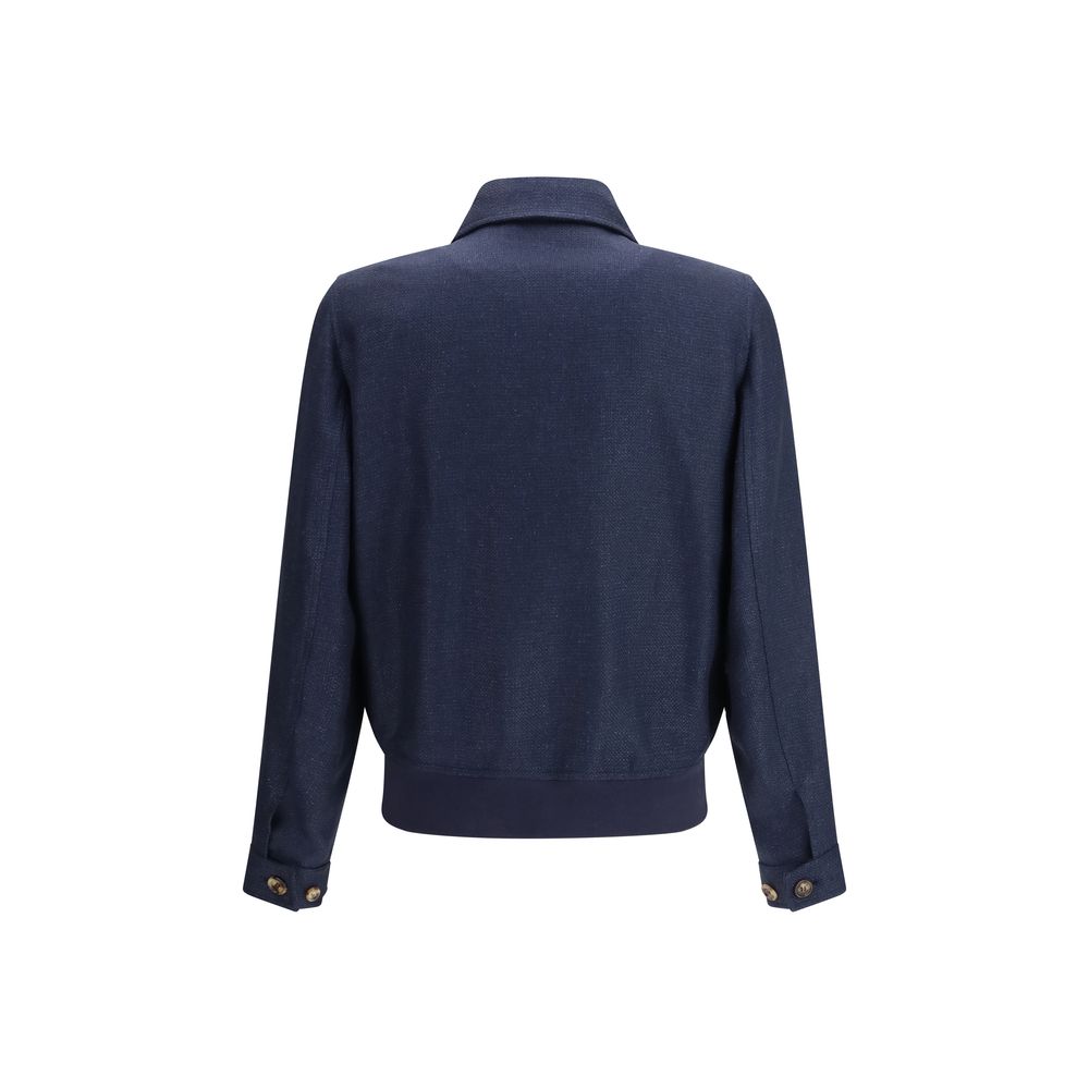 Brunello Cucinelli Blue Silk Men's Coat