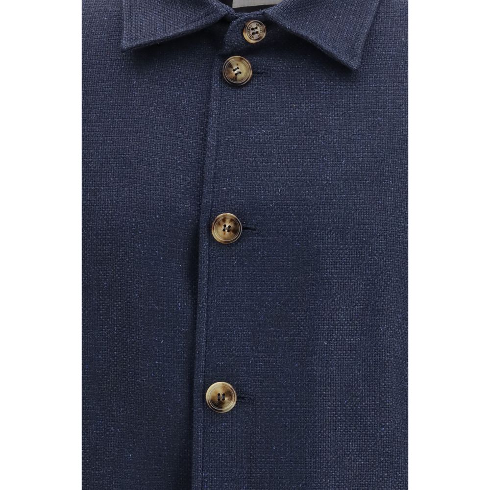 Brunello Cucinelli Blue Silk Men's Coat