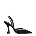 Stuart Weitzman Black Satin Stiletto Heel Women's Sandals