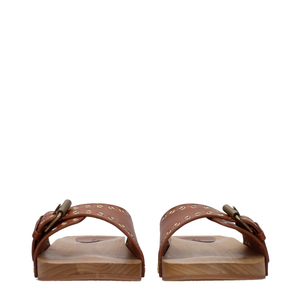 Isabel Marant Brown Leather Women's Slippers