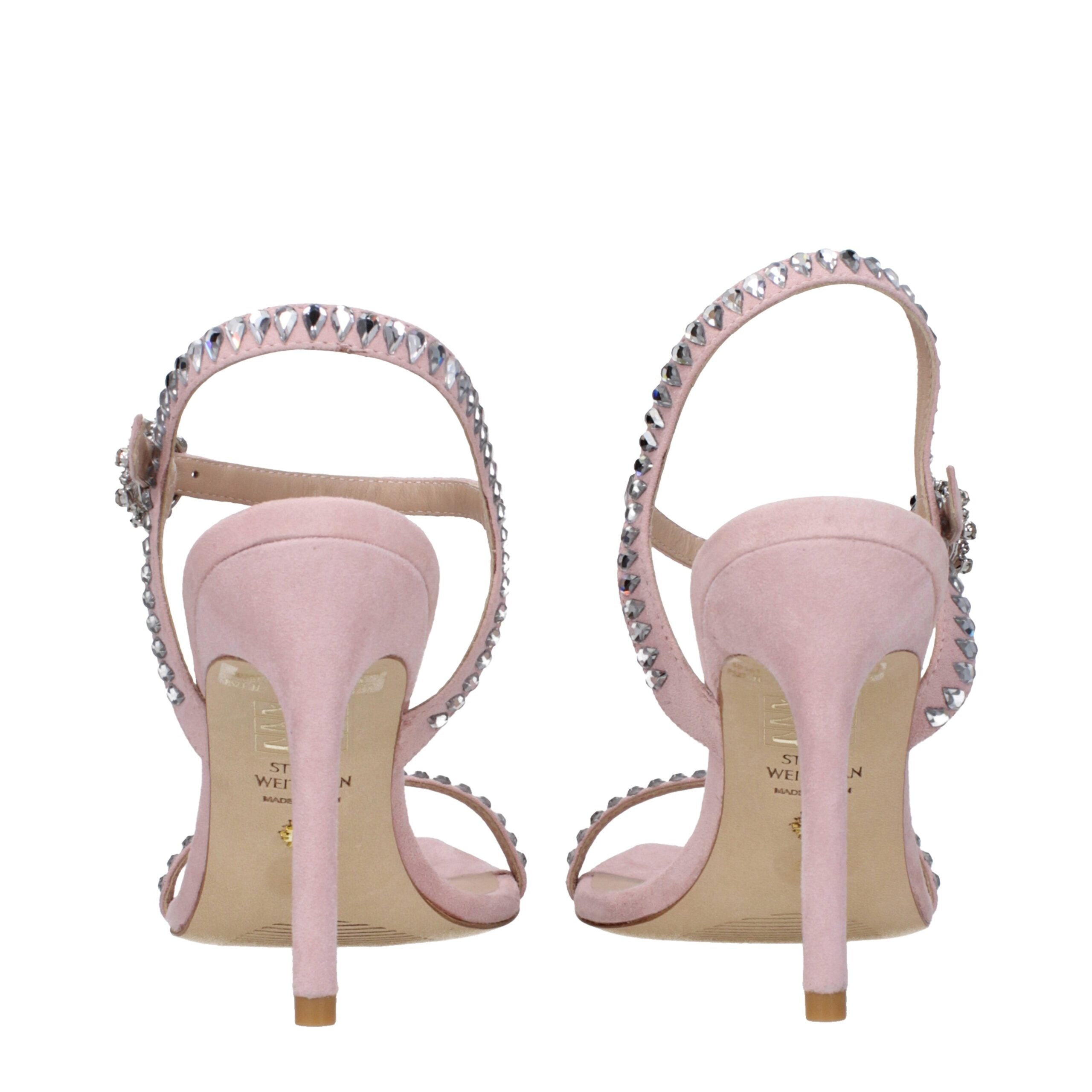 Stuart Weitzman Pink Leather Stiletto Heel Women's Sandals