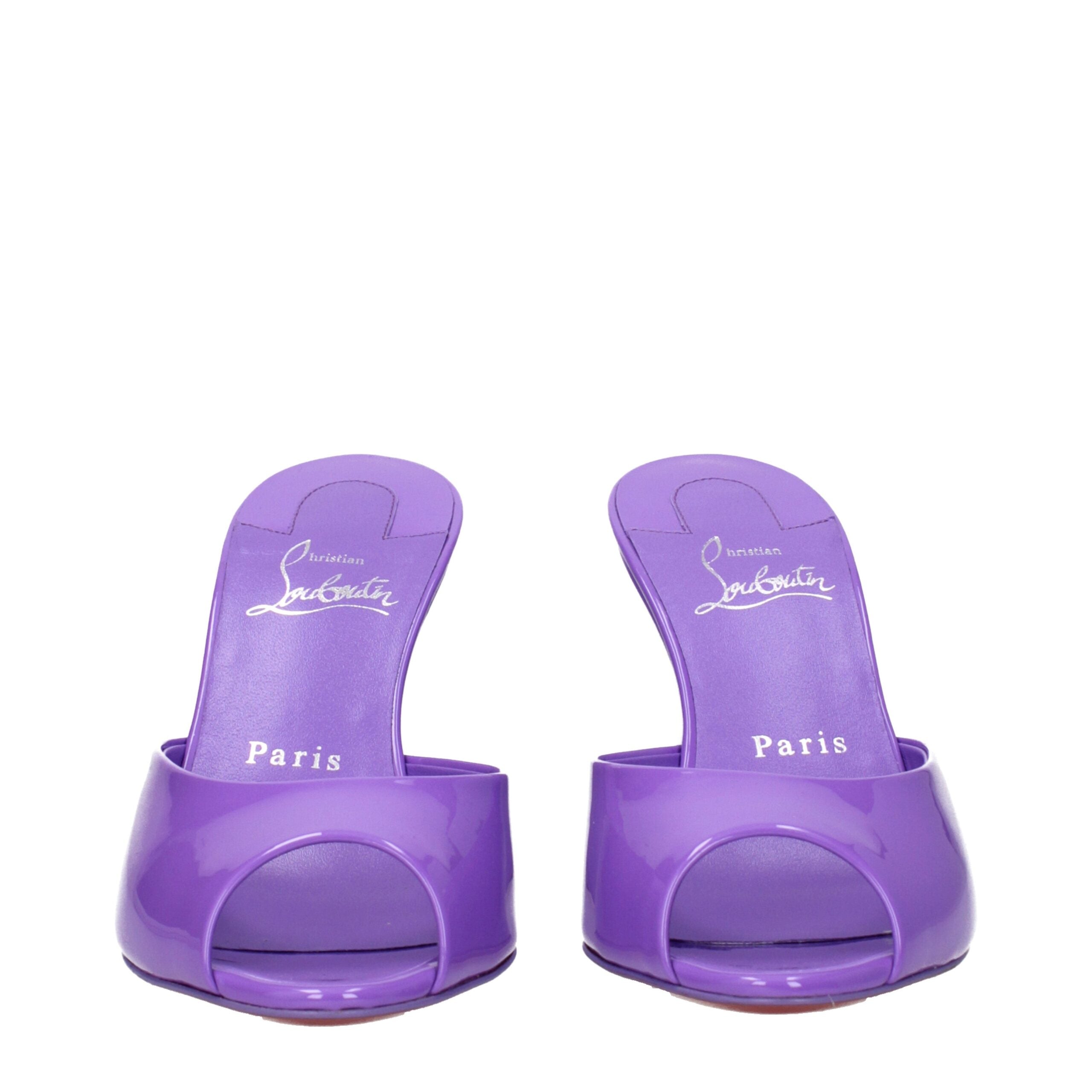 Christian Louboutin Purple Leather Wedge Women's Sandals