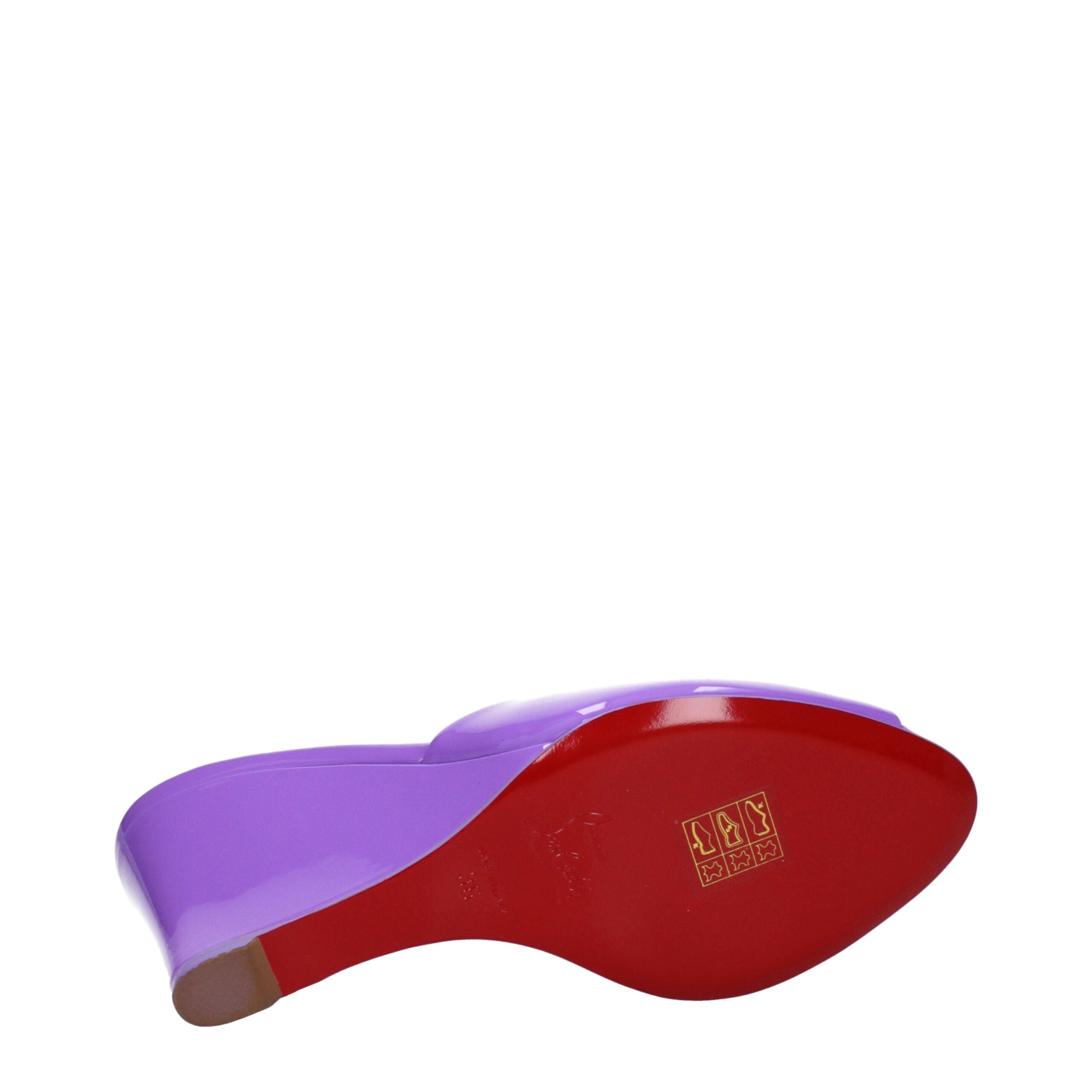 Christian Louboutin Purple Leather Wedge Women's Sandals