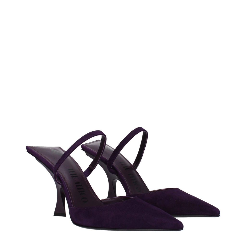The Attico Purple Leather Stiletto Heel Women's Sandals