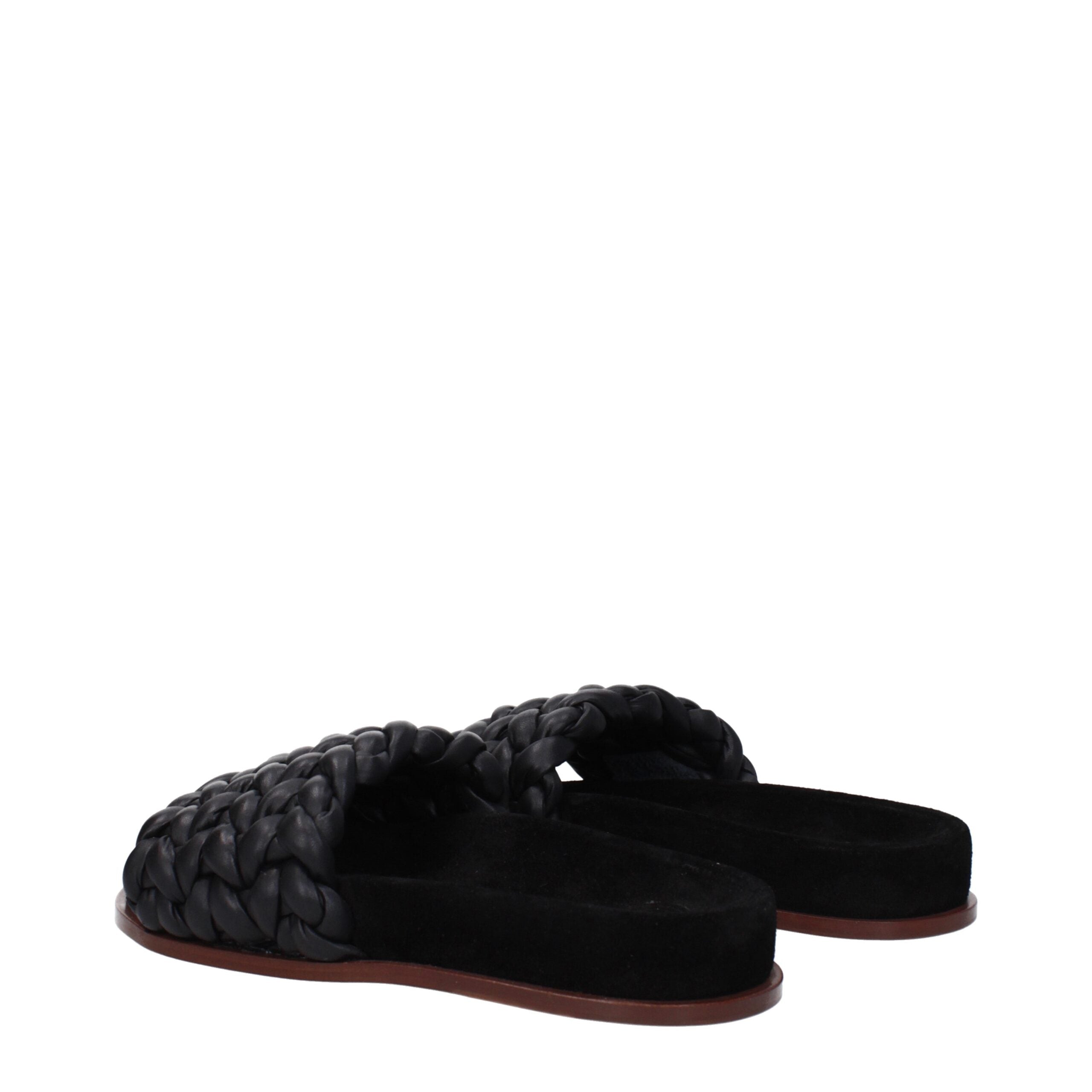 Chloé Black Leather Women's Slippers