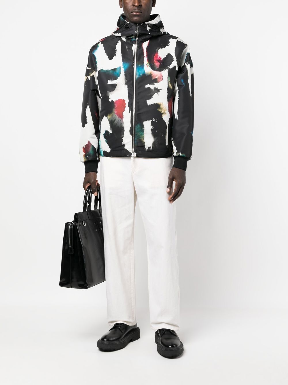 Alexander Mcqueen Men's Graffiti-Print Hooded Windbreaker
