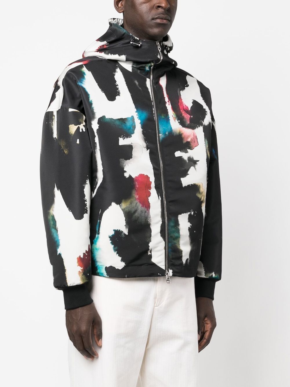 Alexander Mcqueen Men's Graffiti-Print Hooded Windbreaker