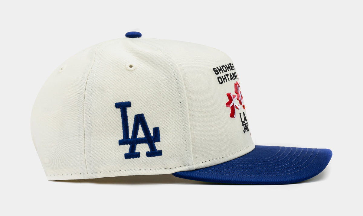 Exclusive Shoe Palace Exclusive Los Angeles Dodgers Shohei Ohtani Chrome 950AF Snapback Mens Hat (Beige/Blue) — OS — Side View