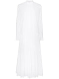 Valentino Garavani Pleated Cotton Blend Poplin Dress — White — Size XS — Front View