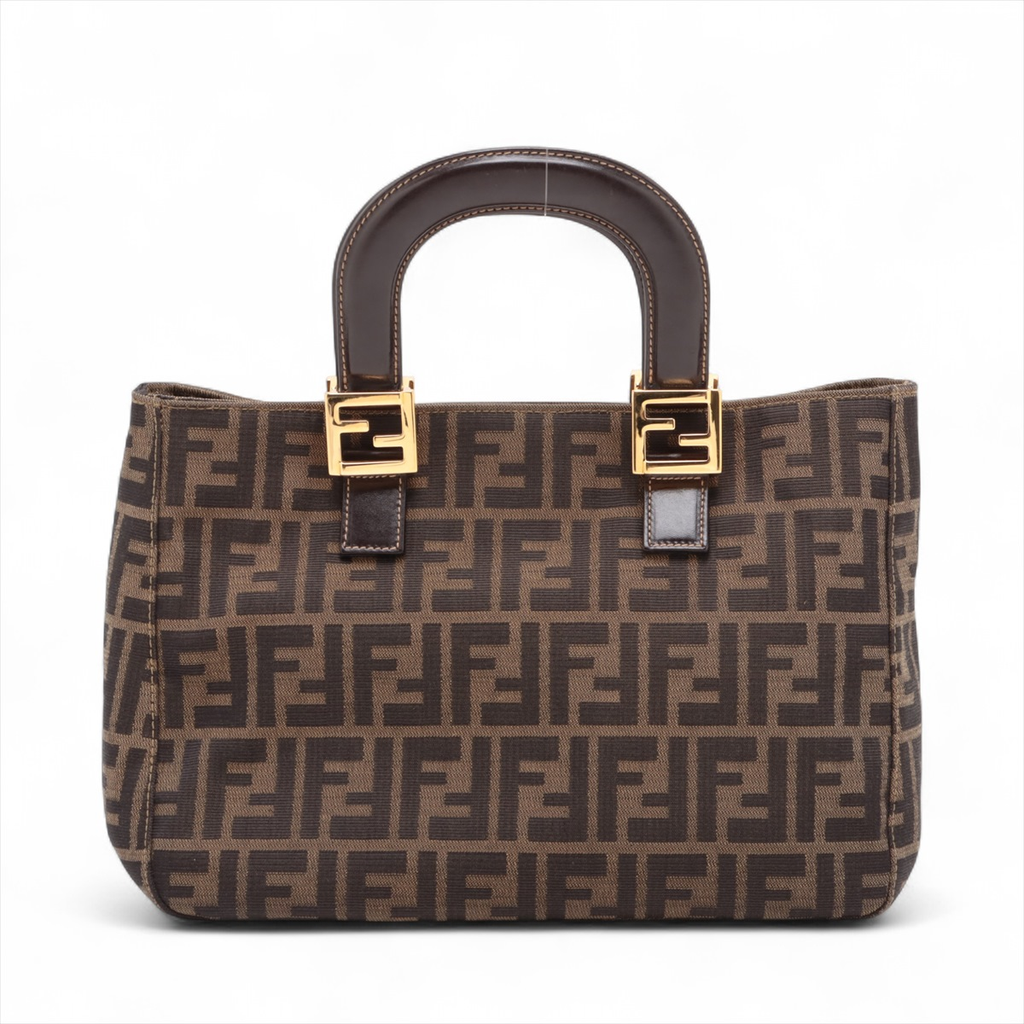 Fendi Vintage Zucca Handbag Zucca Brown Canvas Handbag (Pre-Owned)