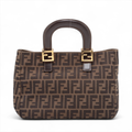 Fendi Vintage Zucca Handbag Zucca Brown Canvas Handbag (Pre-Owned)