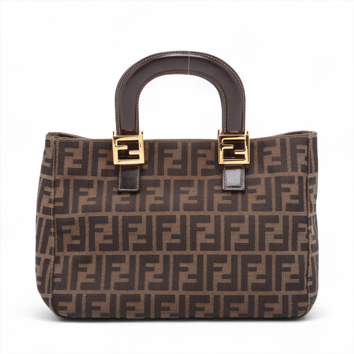 Fendi Vintage Zucca Handbag Zucca Brown Canvas Handbag (Pre-Owned)