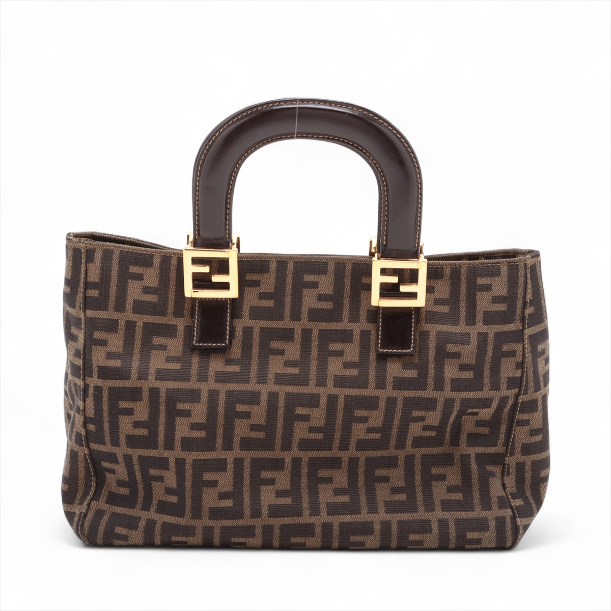 Fendi Vintage Zucca Handbag Zucca Brown Canvas Handbag (Pre-Owned)