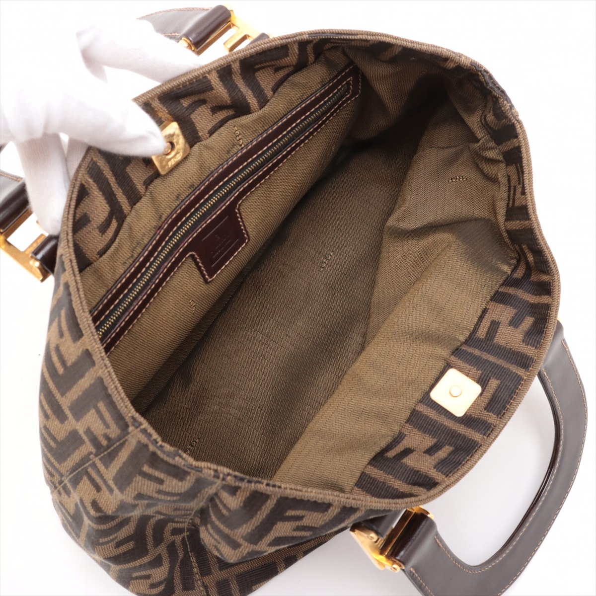 Fendi Vintage Zucca Handbag Zucca Brown Canvas Handbag (Pre-Owned)