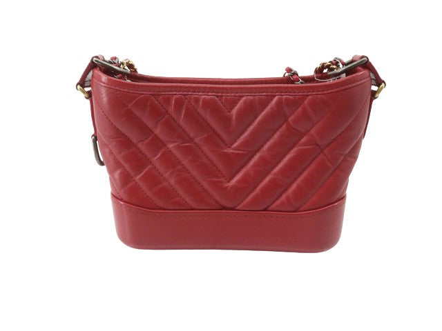 Chanel Gabrielle Hobo Chevron Aged Calfskin Black Leather Shoulder Bag Bag (Pre-Owned)