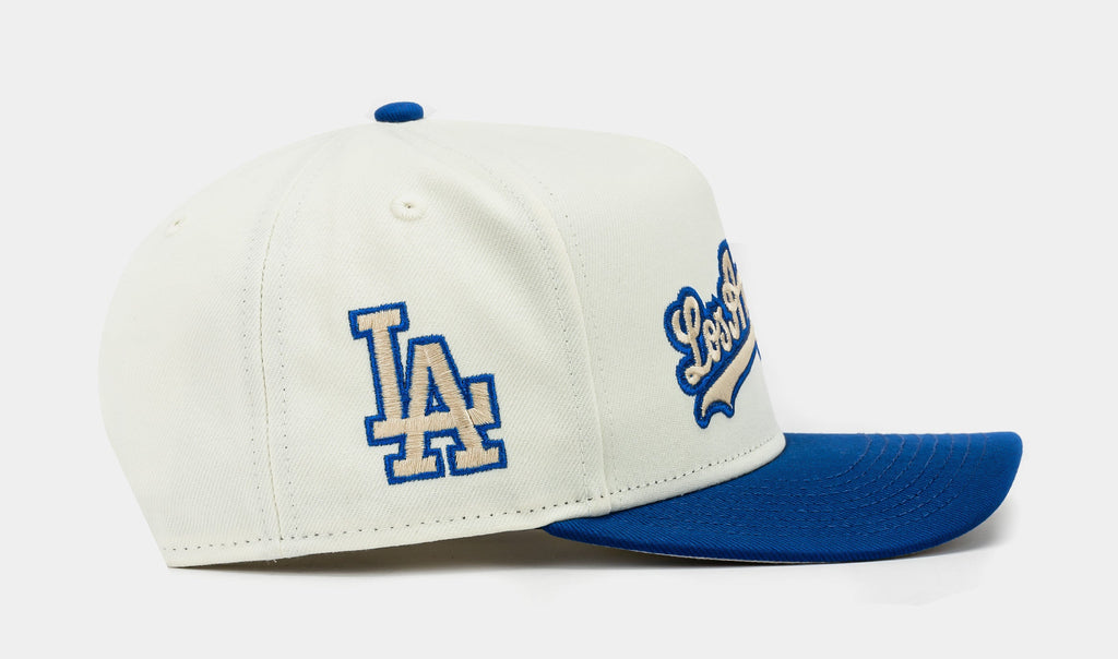 Exclusive Shoe Palace Exclusive Los Angeles Dodgers Chrome 950AF Snapback Mens Hat (White/Blue) — OS — Side View