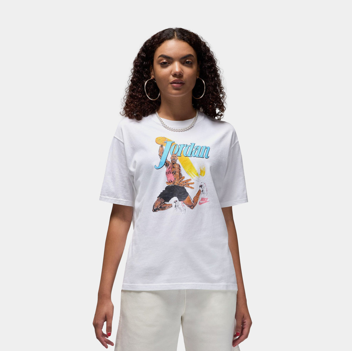 Exclusive Jordan Graphic Womens Shirt Sleeve Shirt (White) — XS — Front View
