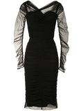 Dolce Gabbana Draped Midi Dress — Black — Size XS — Front View