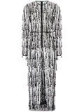 Dolce Gabbana Bead Embellished Fringed Sheath Dress — Black — Size S — Front View