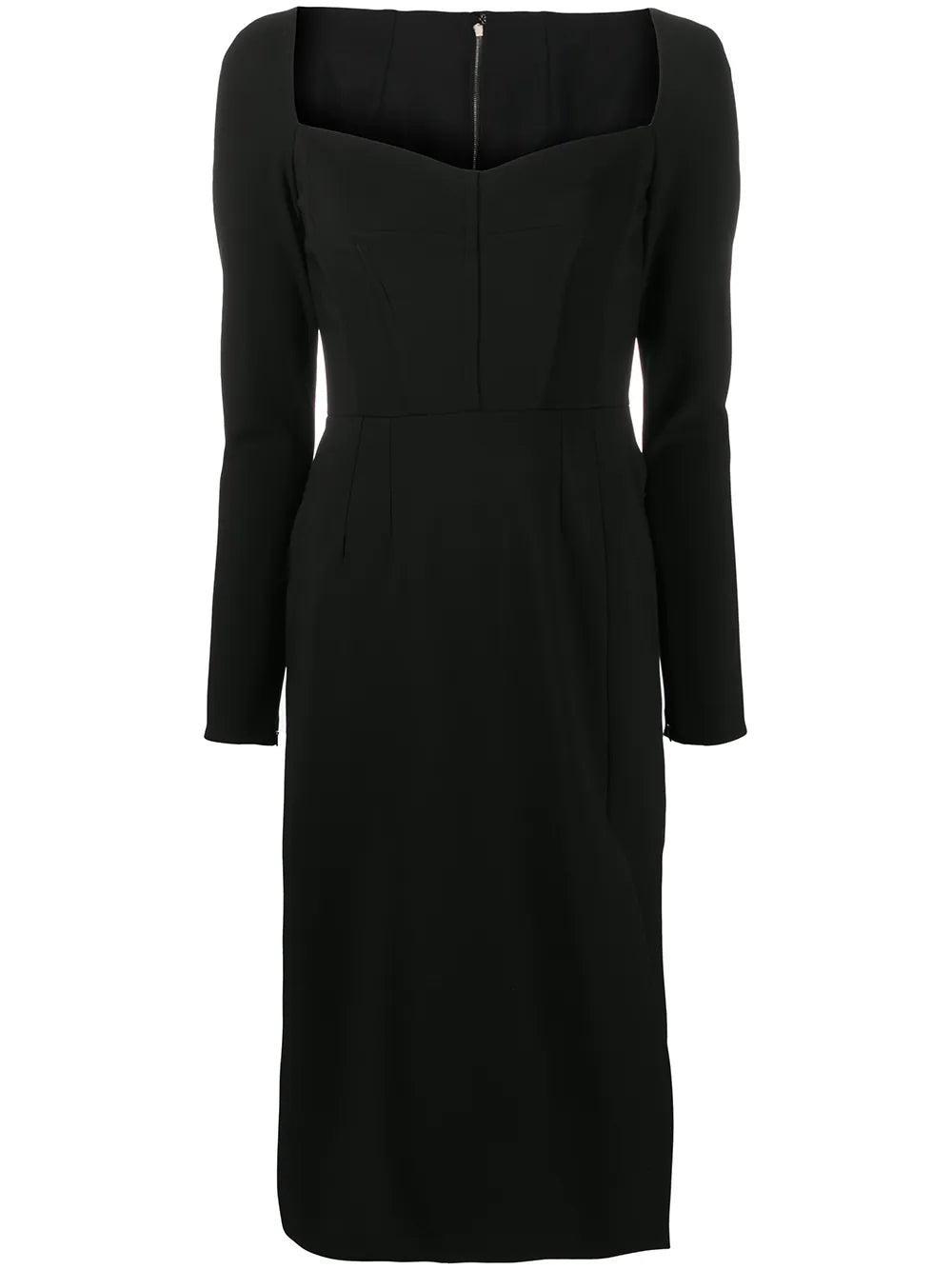 Dolce Gabbana Sweetheart Neck Sheath Dress — Black — Size XS — Front View