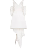 Carolina Herrera Oversize Bow Silk Mini Dress — White/ Ivory — Size XS — Front View