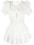 Loveshackfancy Liv Ruffled Trim Dress — White — Size XS — Front View