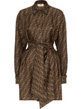 Fendi Ff Print Shirtdress — Brown — Size XS — Front View
