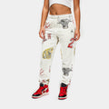 Exclusive Brooklyn Fleece All Over Print Womens Pants (Sail/Black) — XS — Front View
