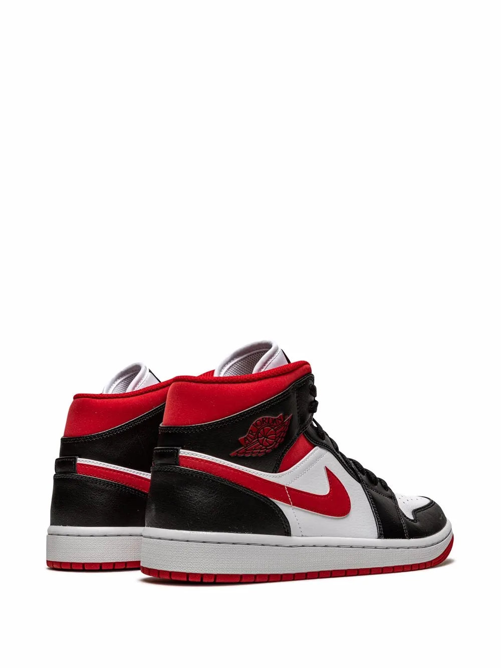 Air Jordan 1 Mid Metallic Red Sneakers — Black/White/Red — Size US M 11.5 - US W 13 — Back View