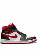 Air Jordan 1 Mid Metallic Red Sneakers — Black/White/Red — Size US M 11.5 - US W 13 — Front View
